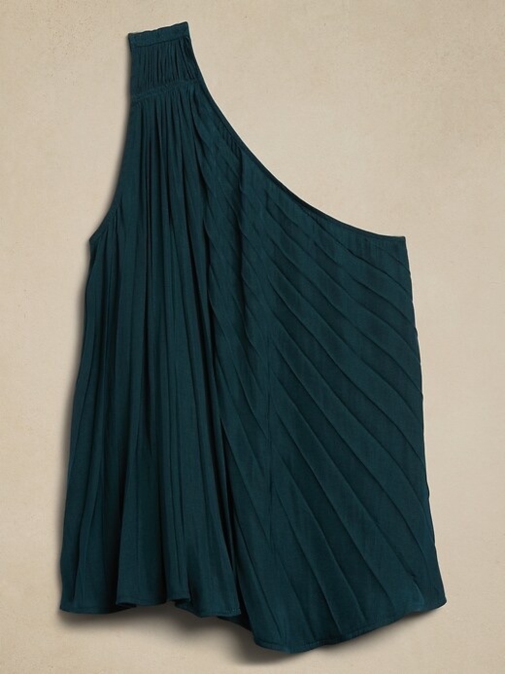 Banana Republic One-Shoulder Pleated Top Luxury Teal Size M